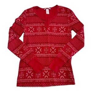 Victoria’s Secret Thermal Shirt Undershirt Pajama Top Holiday Size XS